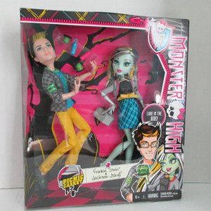 2013 Monster High Frankie Stein and Jackson Jekyll Picnic Casket Dolls Set of 2